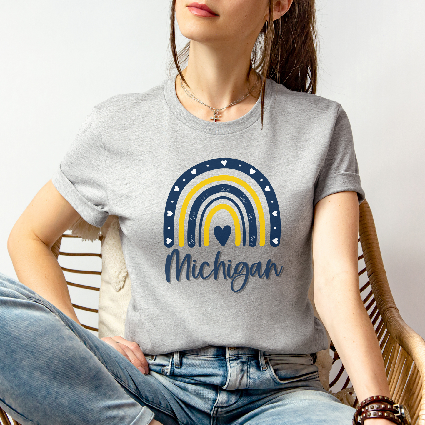 Michigan Rainbow Tshirt Sleeve Tee
