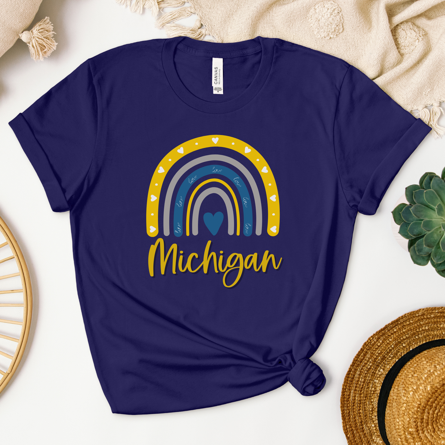 Michigan Rainbow Tshirt Sleeve Tee