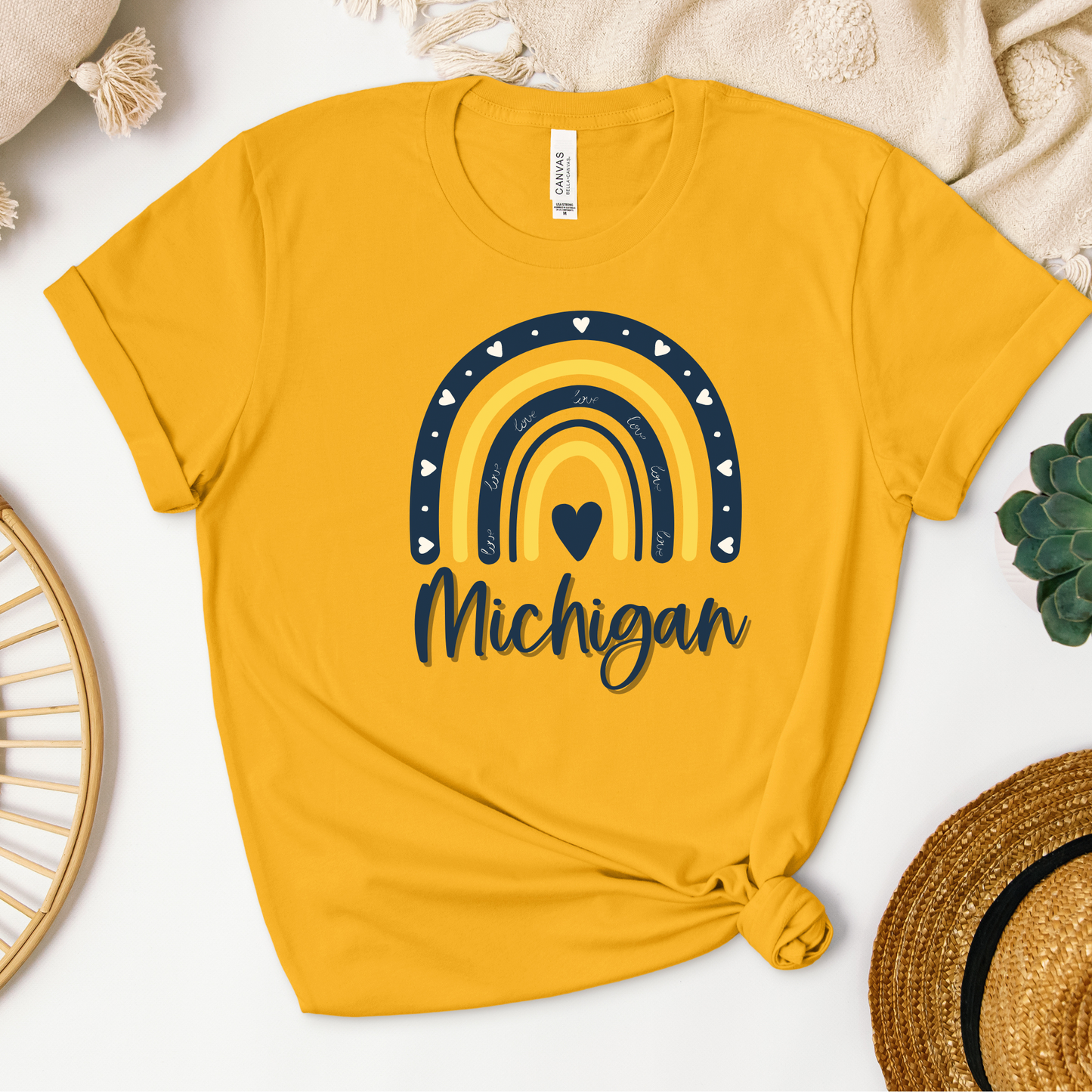 Michigan Rainbow Tshirt Sleeve Tee