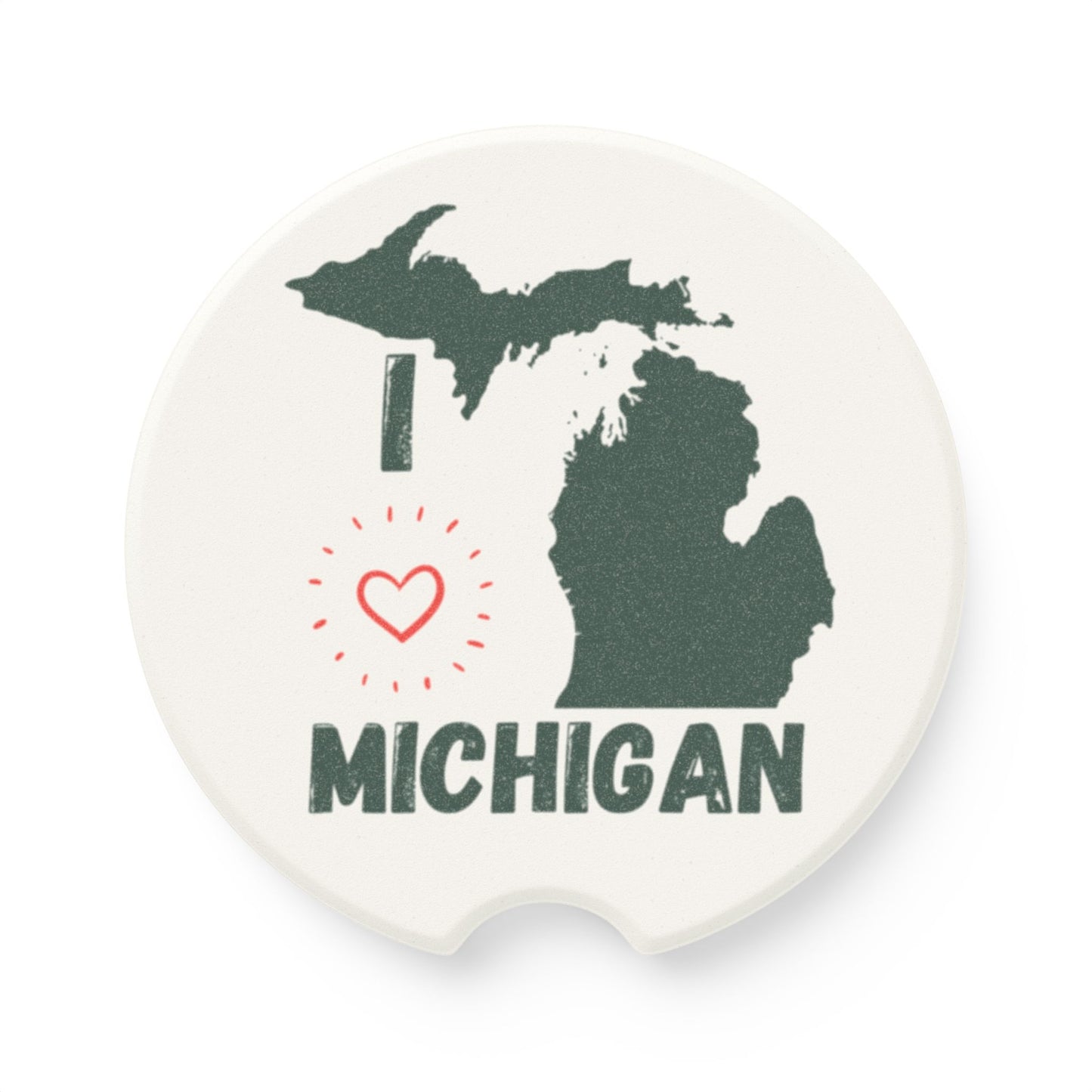 I Love Michigan Mitten Car Coaster
