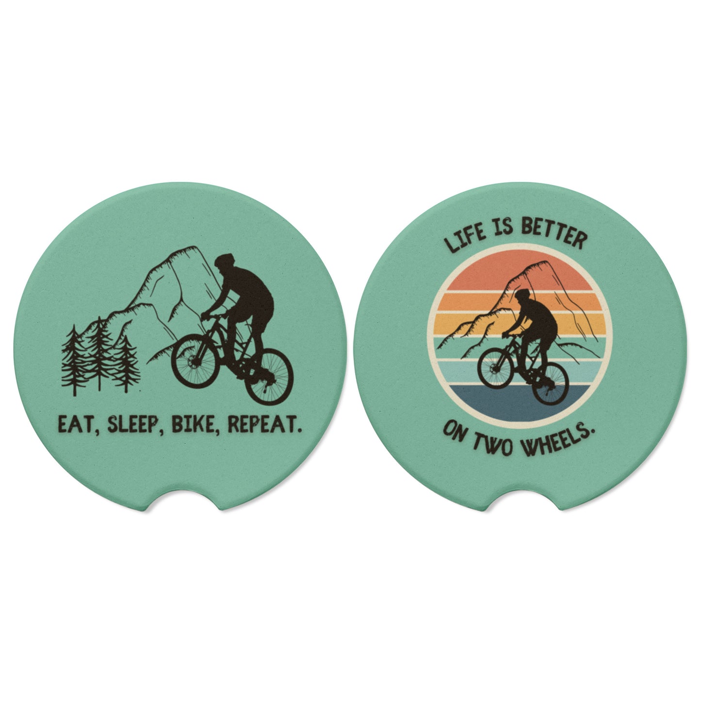 Mountain Biking Car Coasters Set of 2
