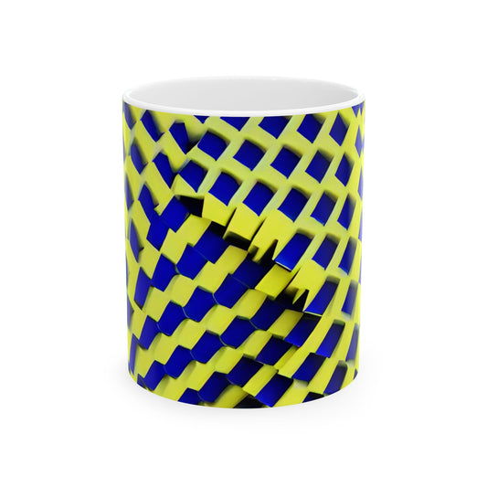 Maze Yellow Blue Sparkle Gold Swirl White Mug