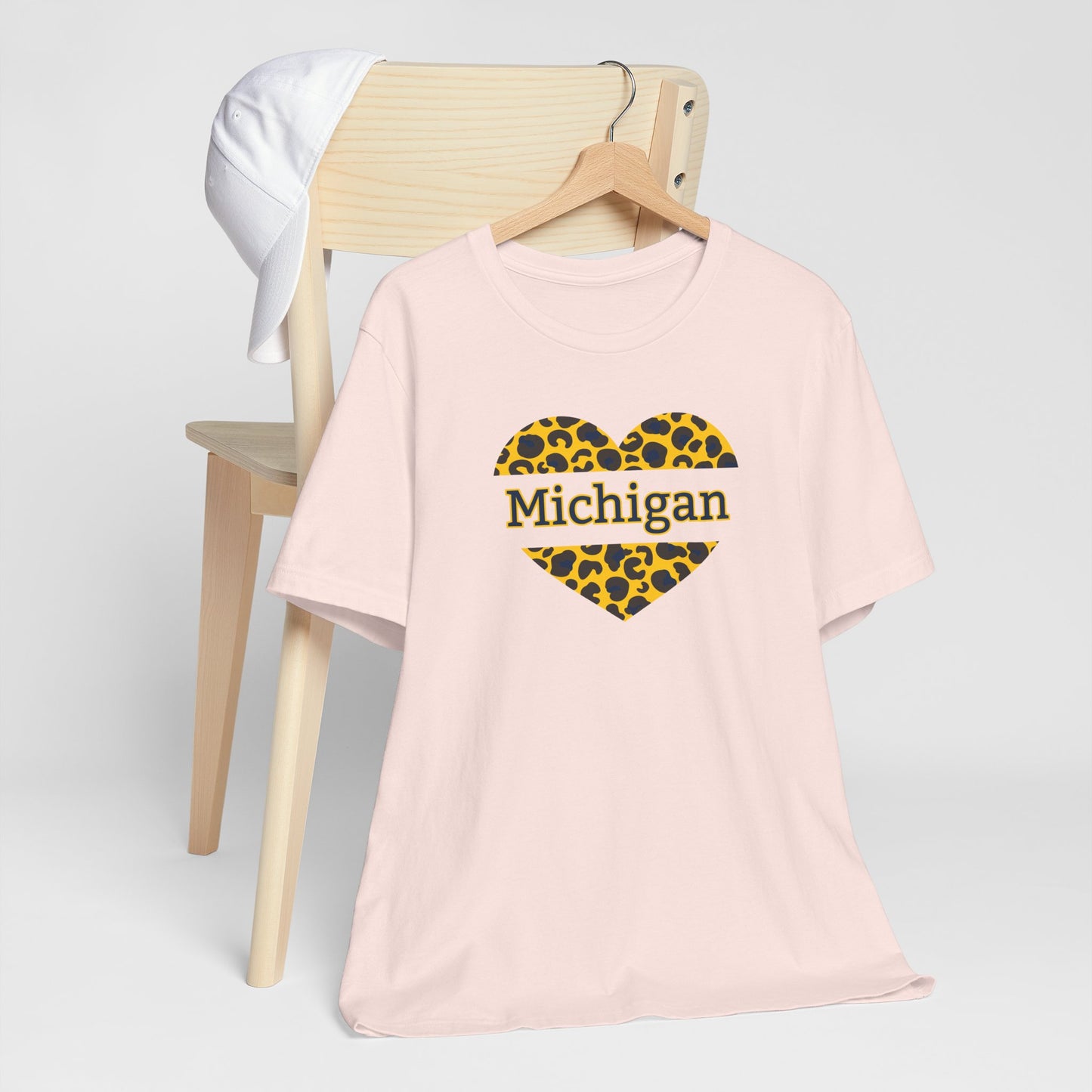 Michigan Leopard Print Heart Short Sleeve Tee