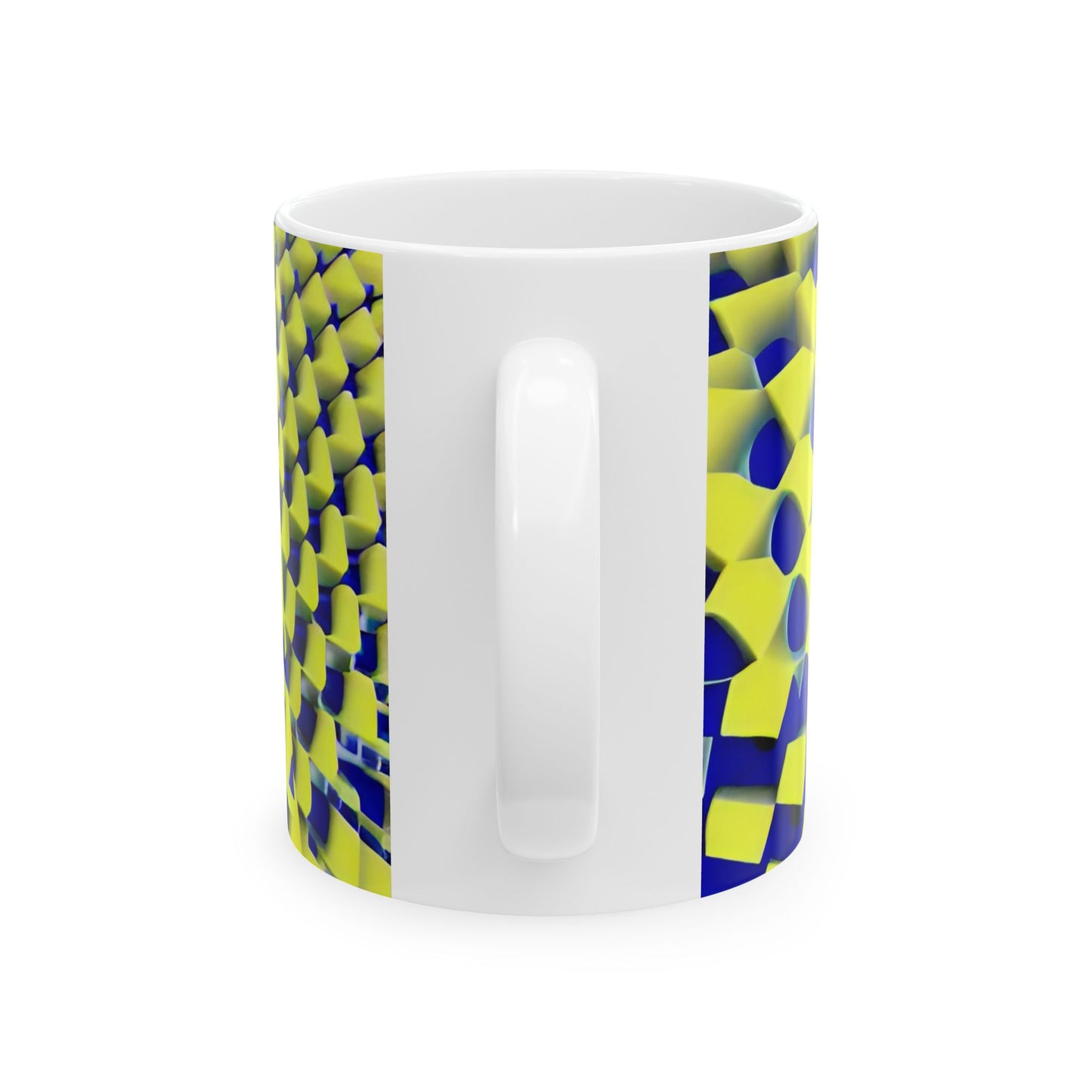 Maze Yellow Blue Sparkle Gold Swirl White Mug