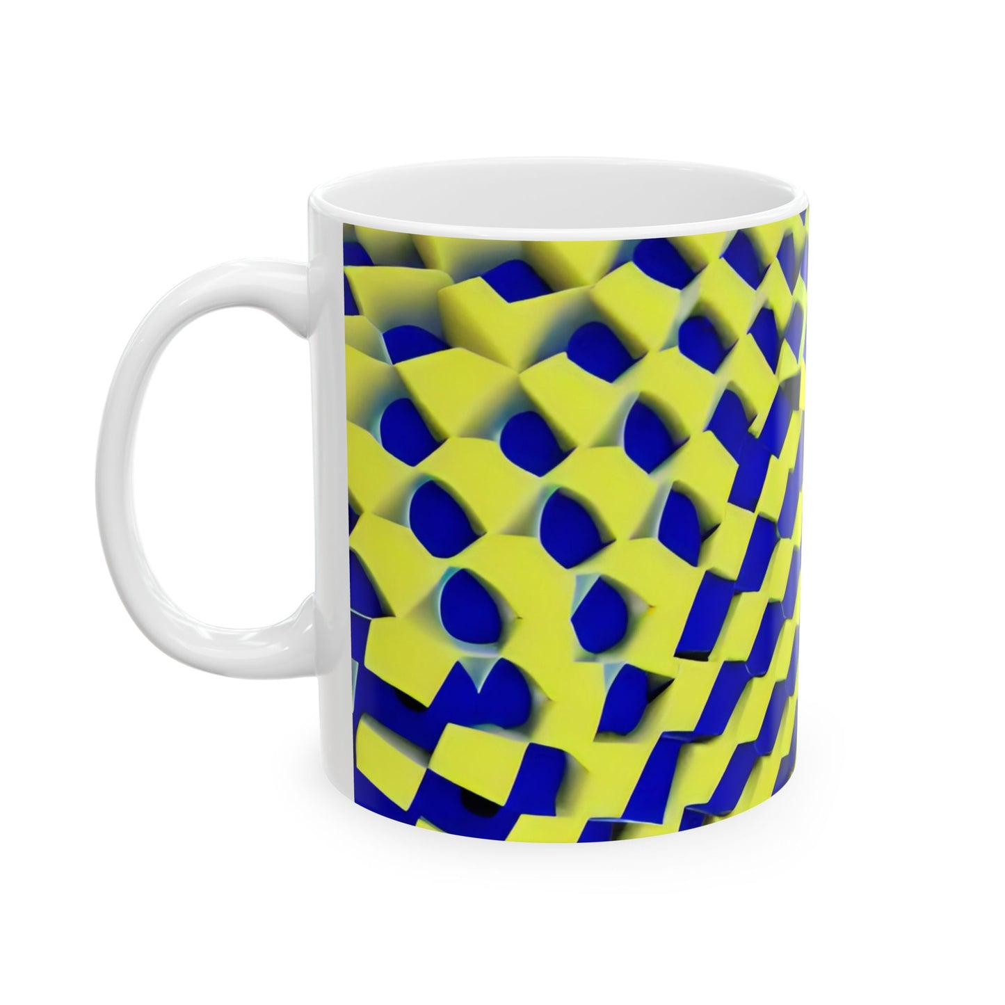 Maze Yellow Blue Sparkle Gold Swirl White Mug