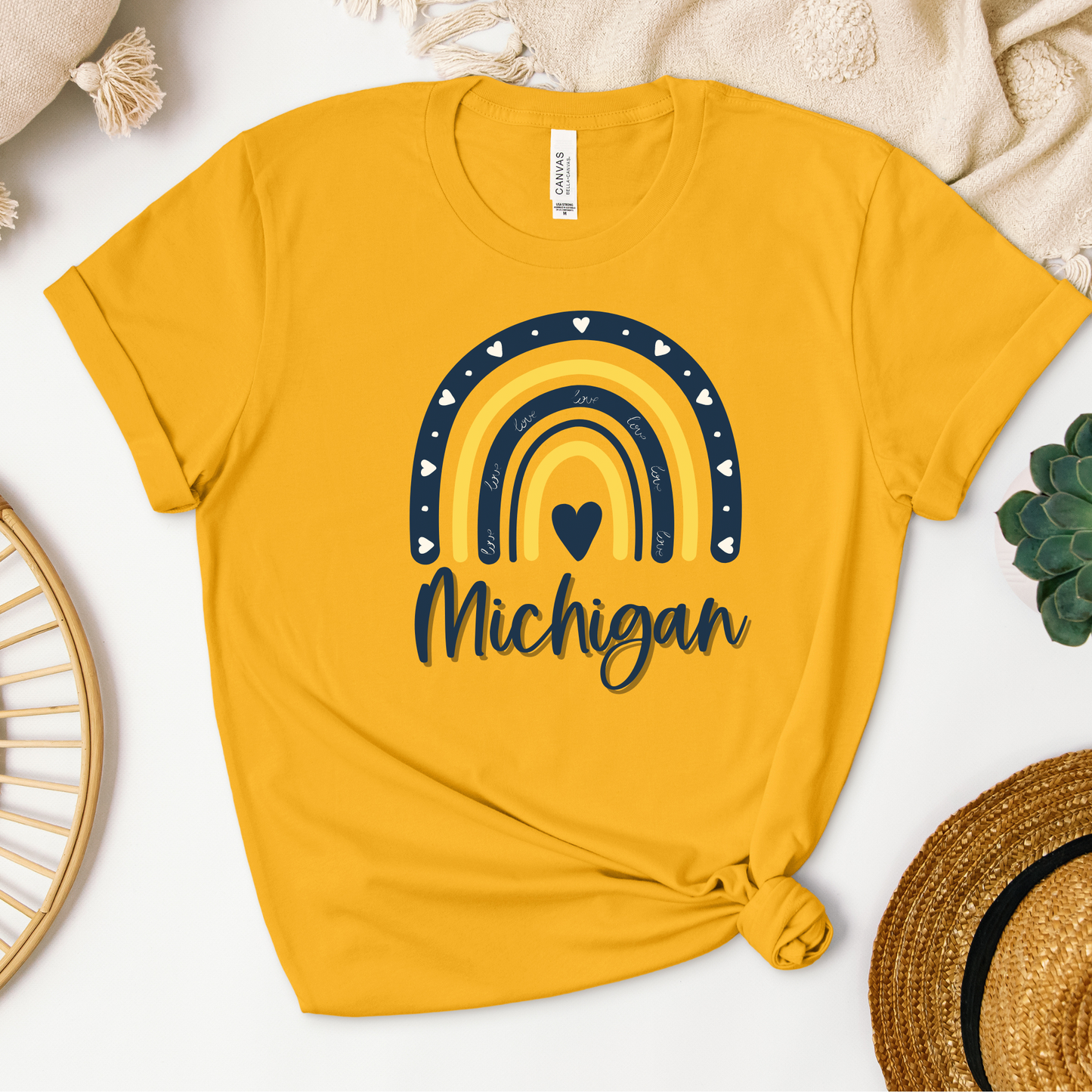 Michigan Rainbow Tshirt  Sleeve Tee