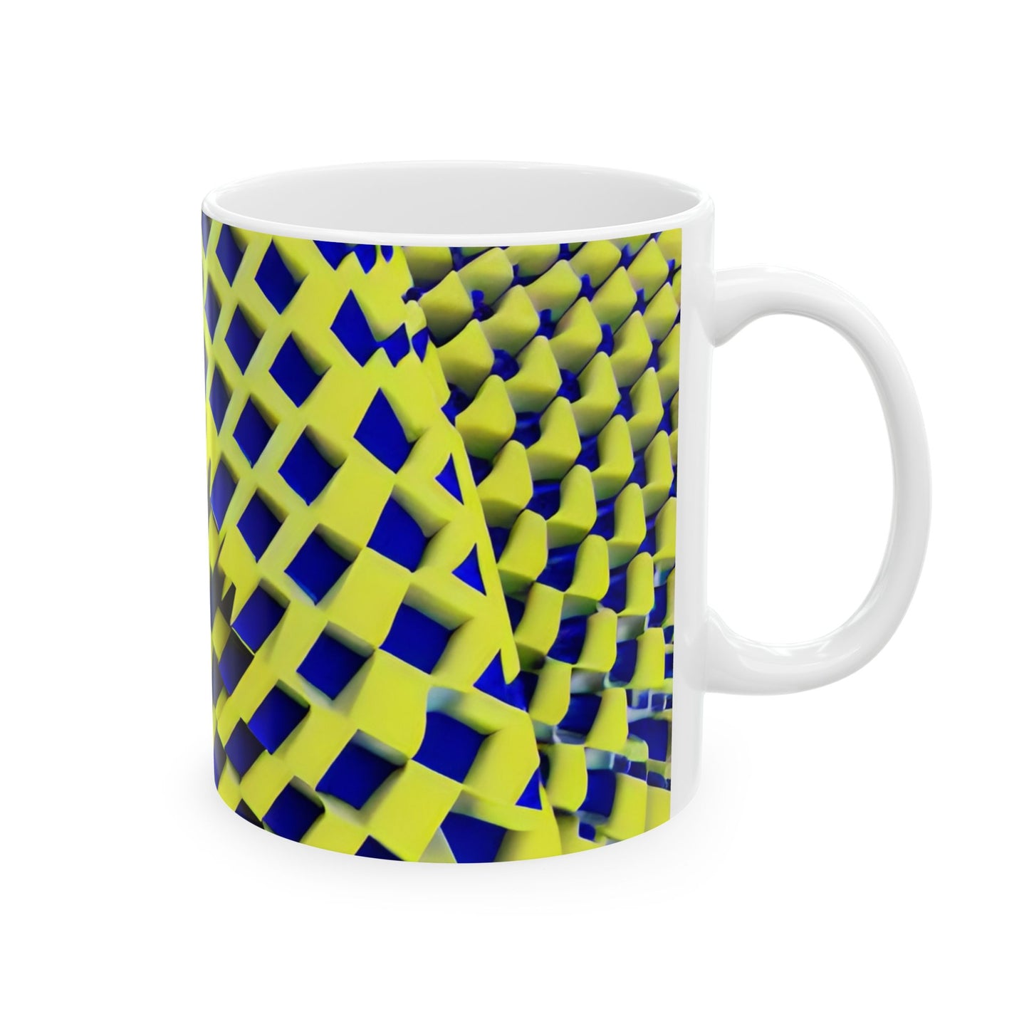 Maze Yellow Blue Sparkle Gold Swirl White Mug