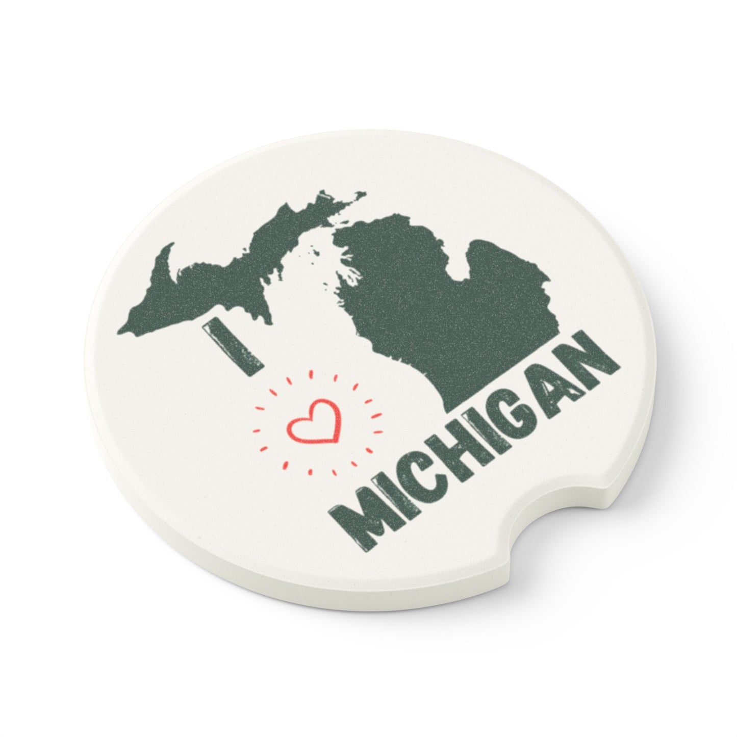 I Love Michigan Mitten Car Coaster