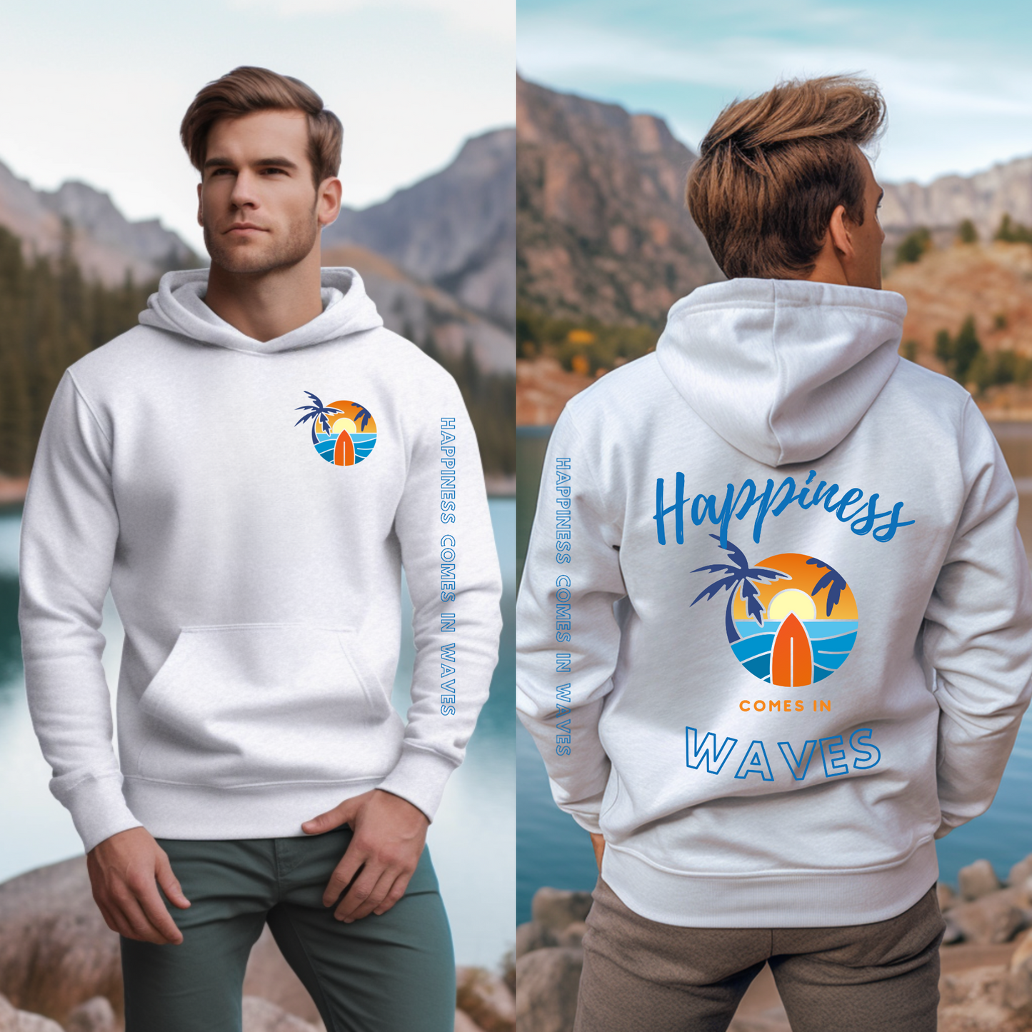 Happiness Comes in Waves Unisex Heavy Blend Hoodie