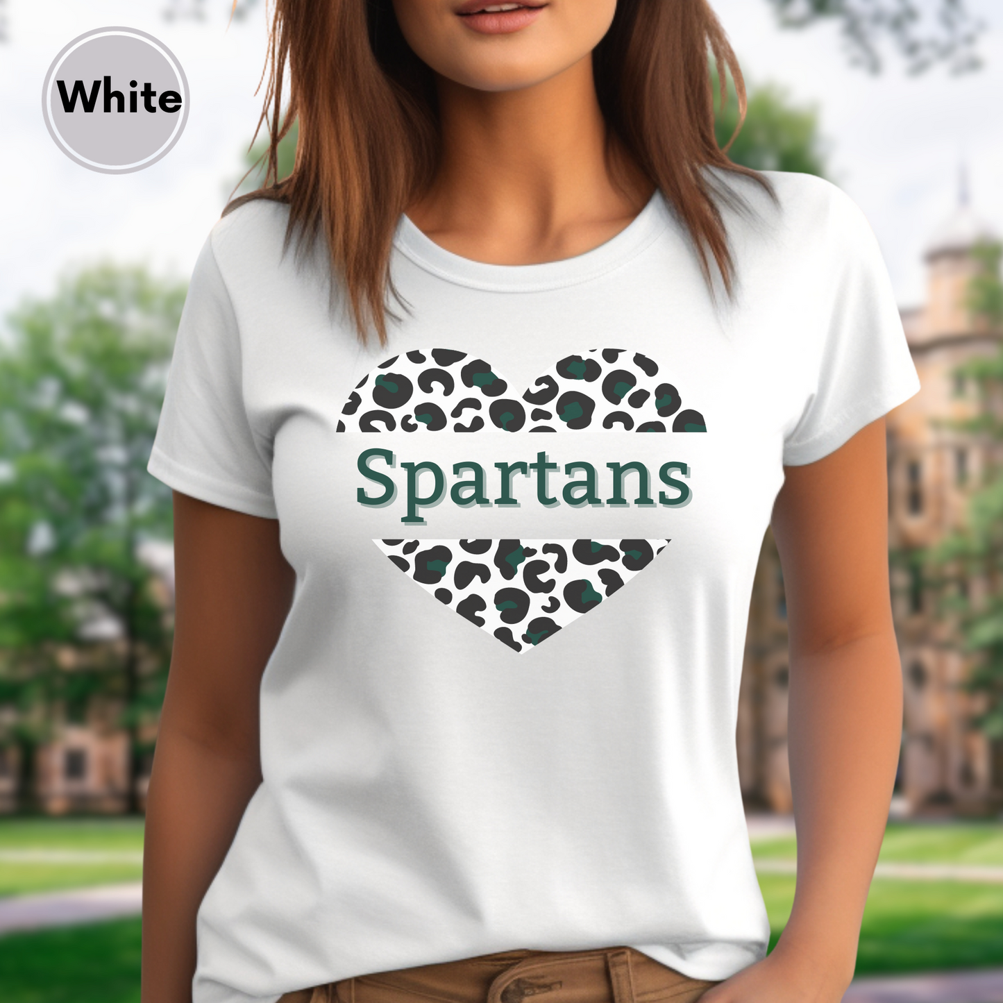 Spartan Heart Leopard PrintShort Sleeve Tee