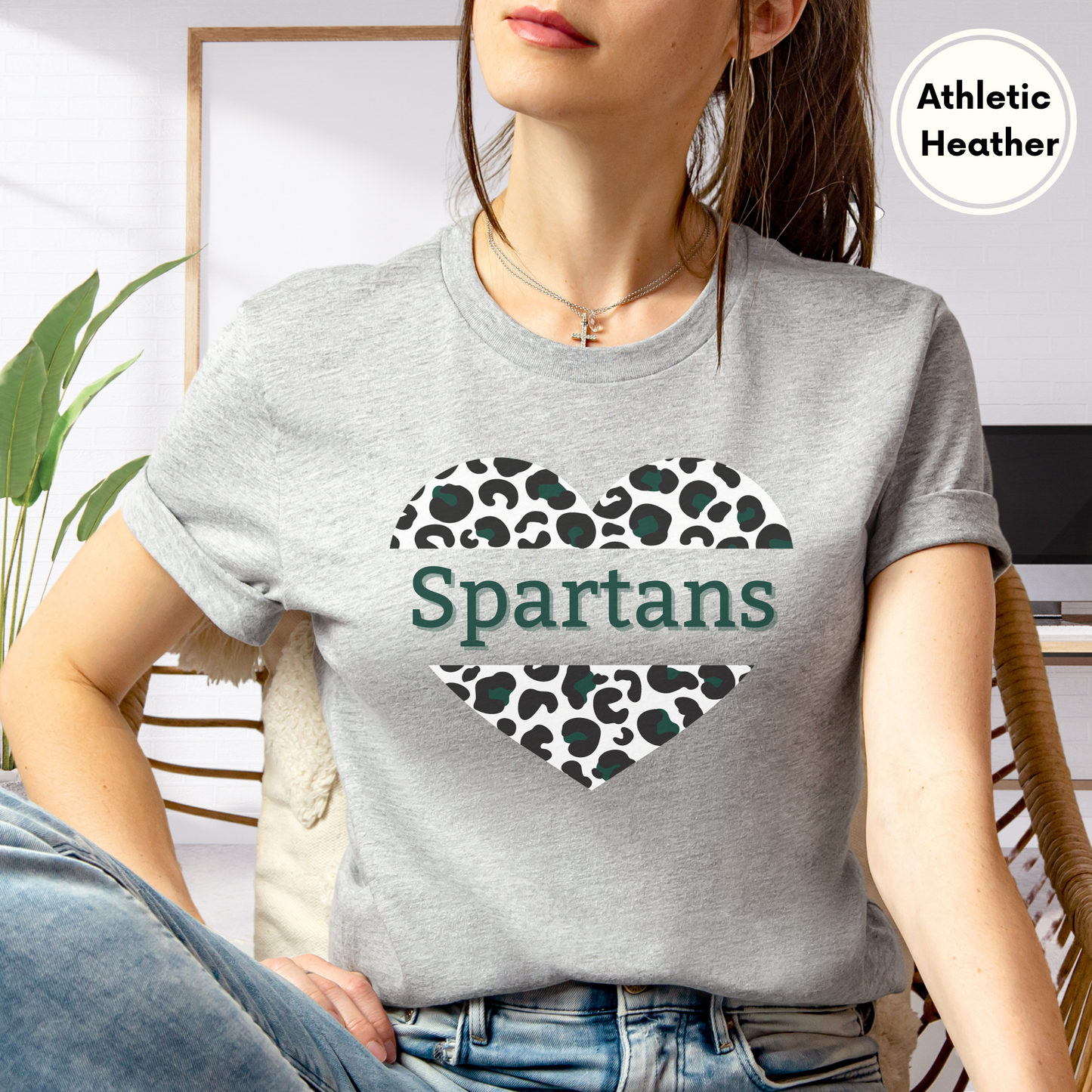 Spartan Heart Leopard PrintShort Sleeve Tee