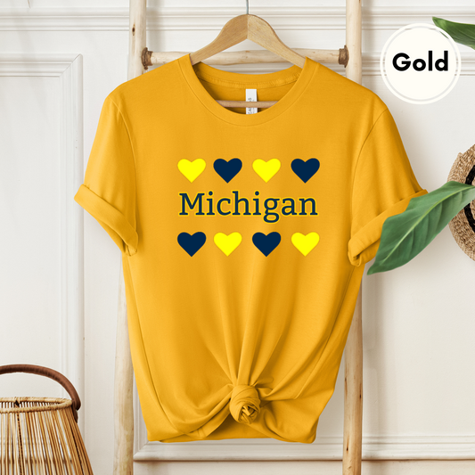 Michigan Hearts Short Sleeve Tee