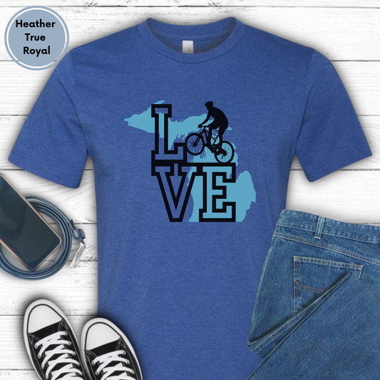 Love Mountain Biking Michigan MTB tshirt