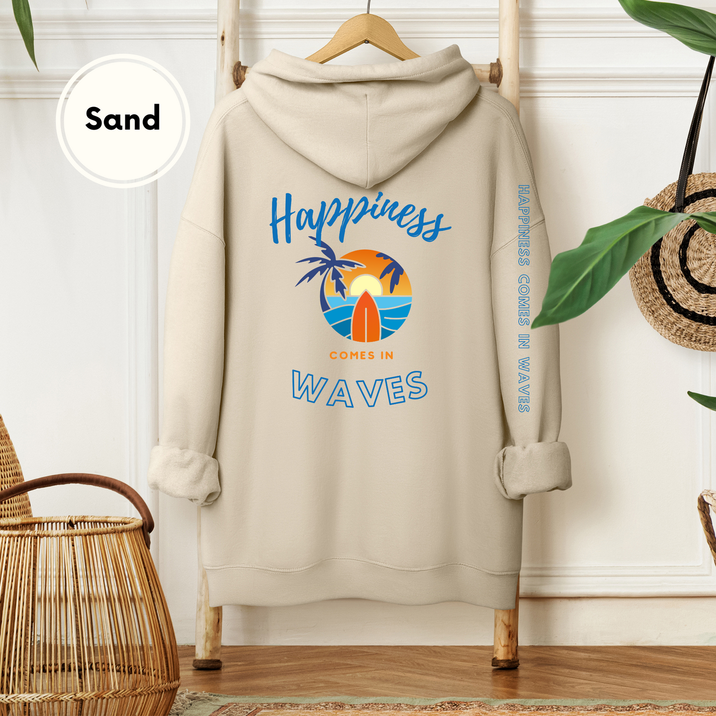 Happiness Comes in Waves Unisex Heavy Blend Hoodie