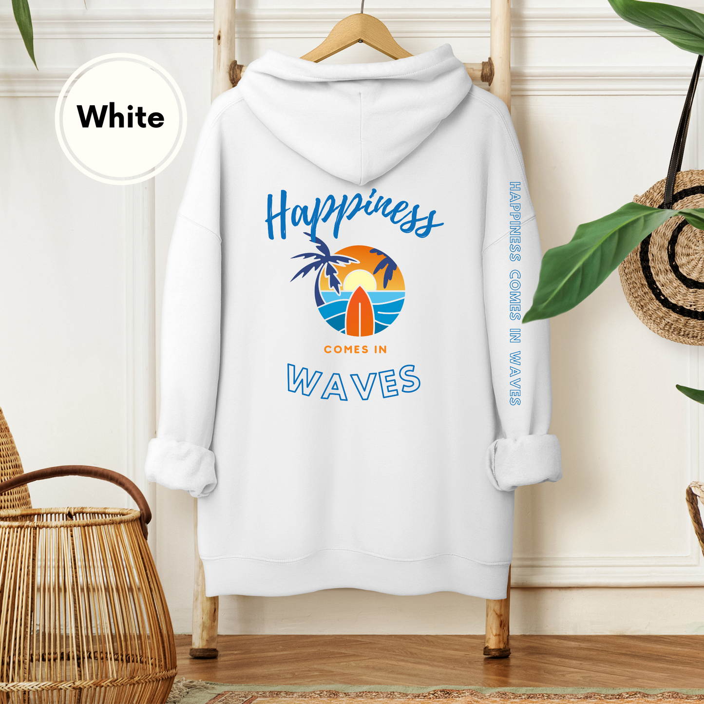 Happiness Comes in Waves Unisex Heavy Blend Hoodie