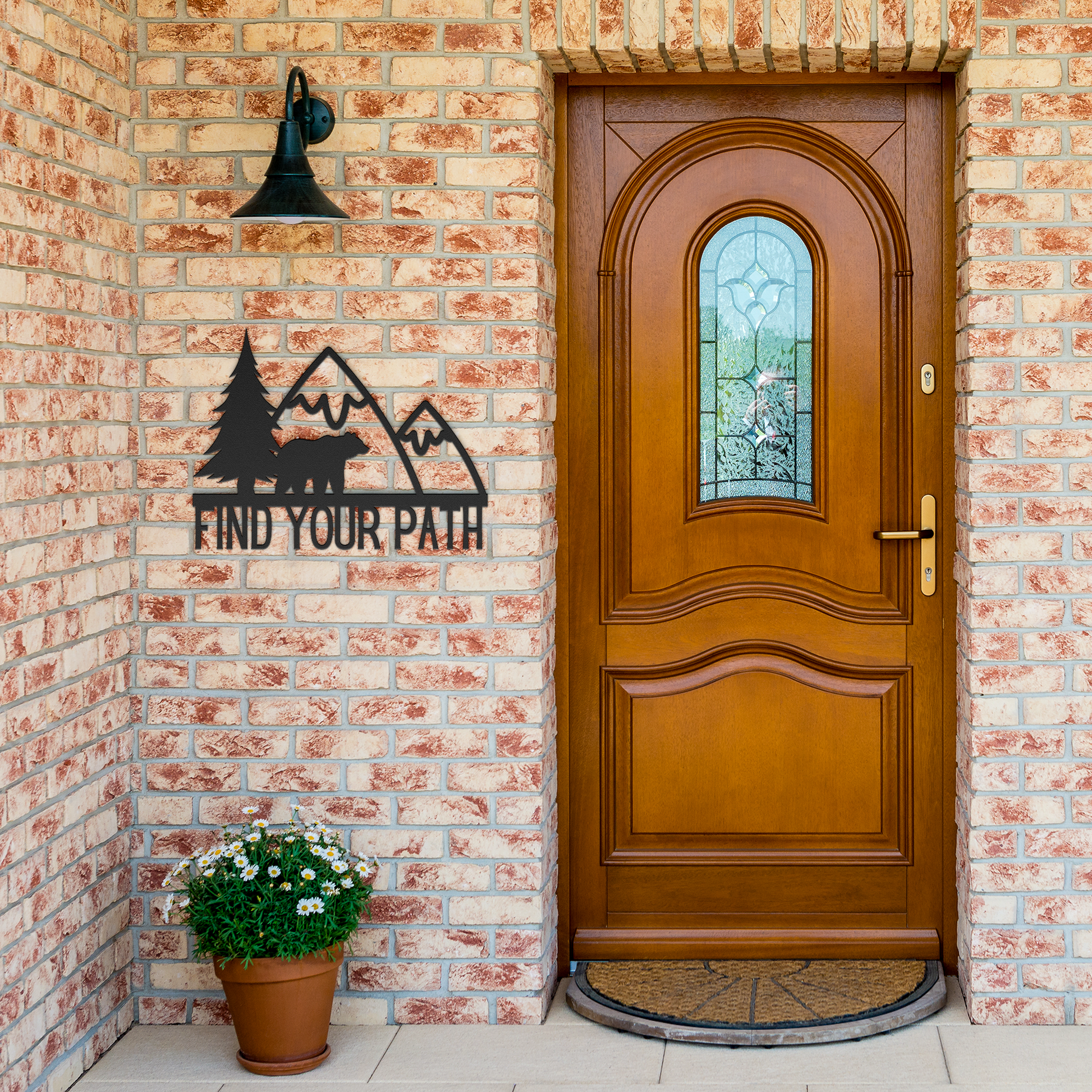 Find_Your_Path_Bear_Mountain_Metal_Sign_Black_Brick_Entrance_Mockup.png