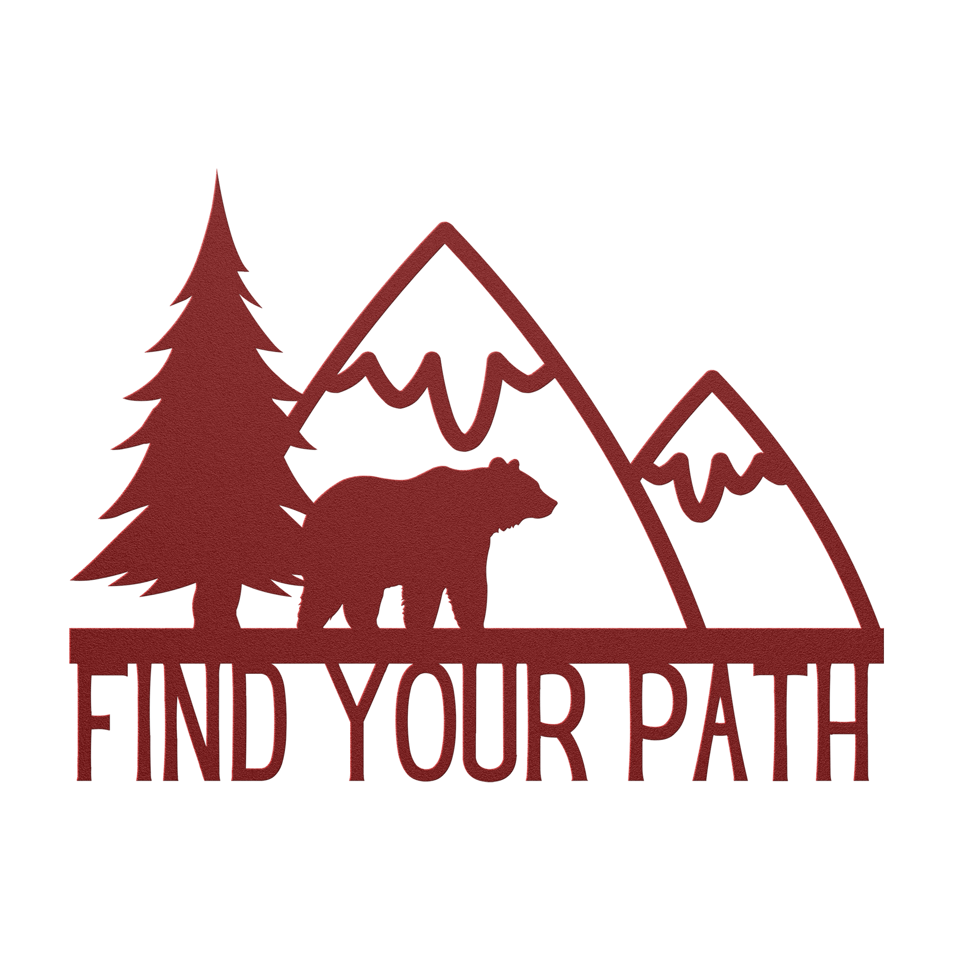Find_Your_Path_Bear_Mountain_Metal_Sign_Red_Transparent_Mockup.png