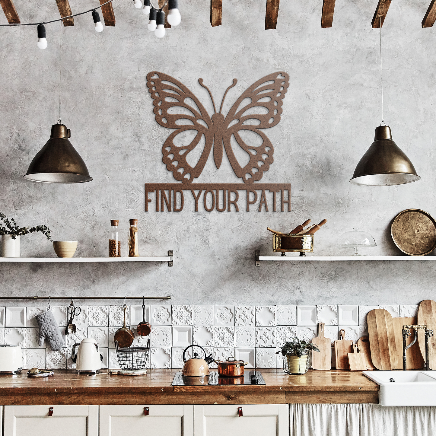 Find_Your_Path_Butterfly_Metal_Sign_Copper_Rustic_Kitchen_Mockup.png