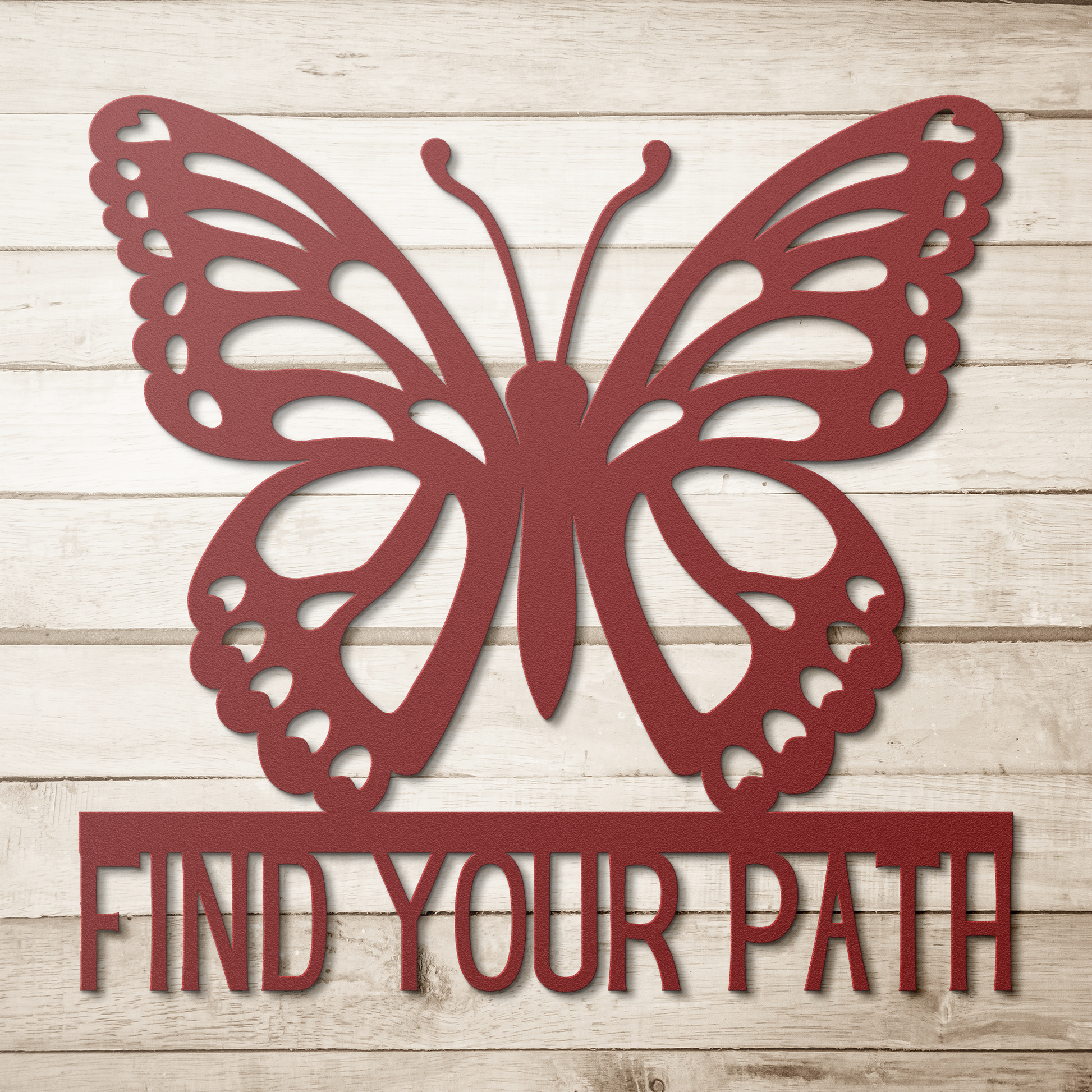 Find_Your_Path_Butterfly_Metal_Sign_Red_Simple_Wood_BKGD_Mockup.png