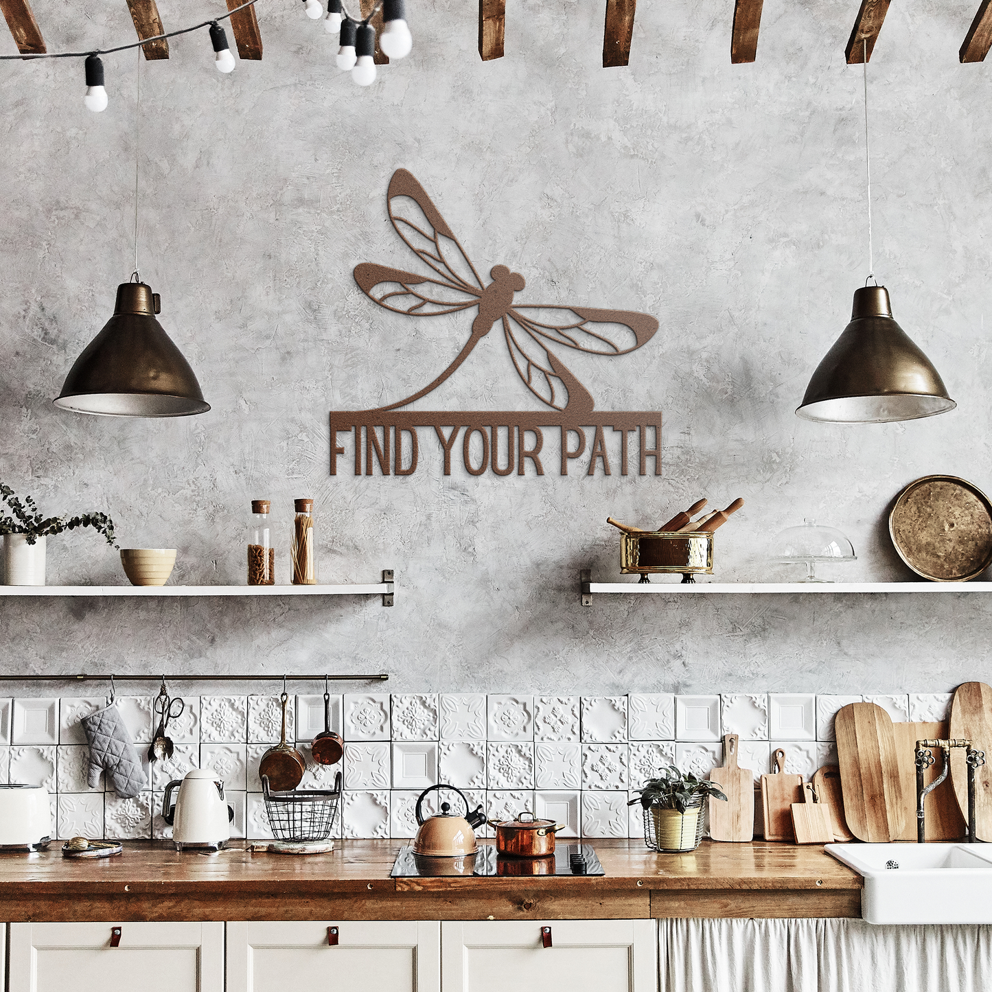 Find_Your_Path_Dragonfly_Metal_Sign_Copper_Rustic_Kitchen_Mockup.png