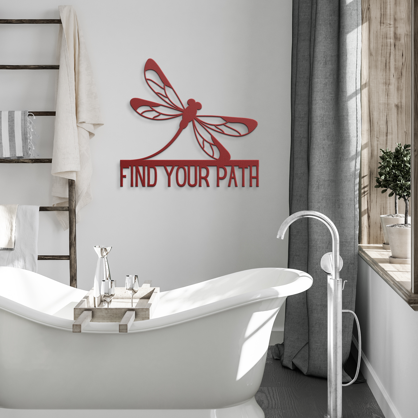 Find_Your_Path_Dragonfly_Metal_Sign_Red_Modern_Bathroom_Mockup.png