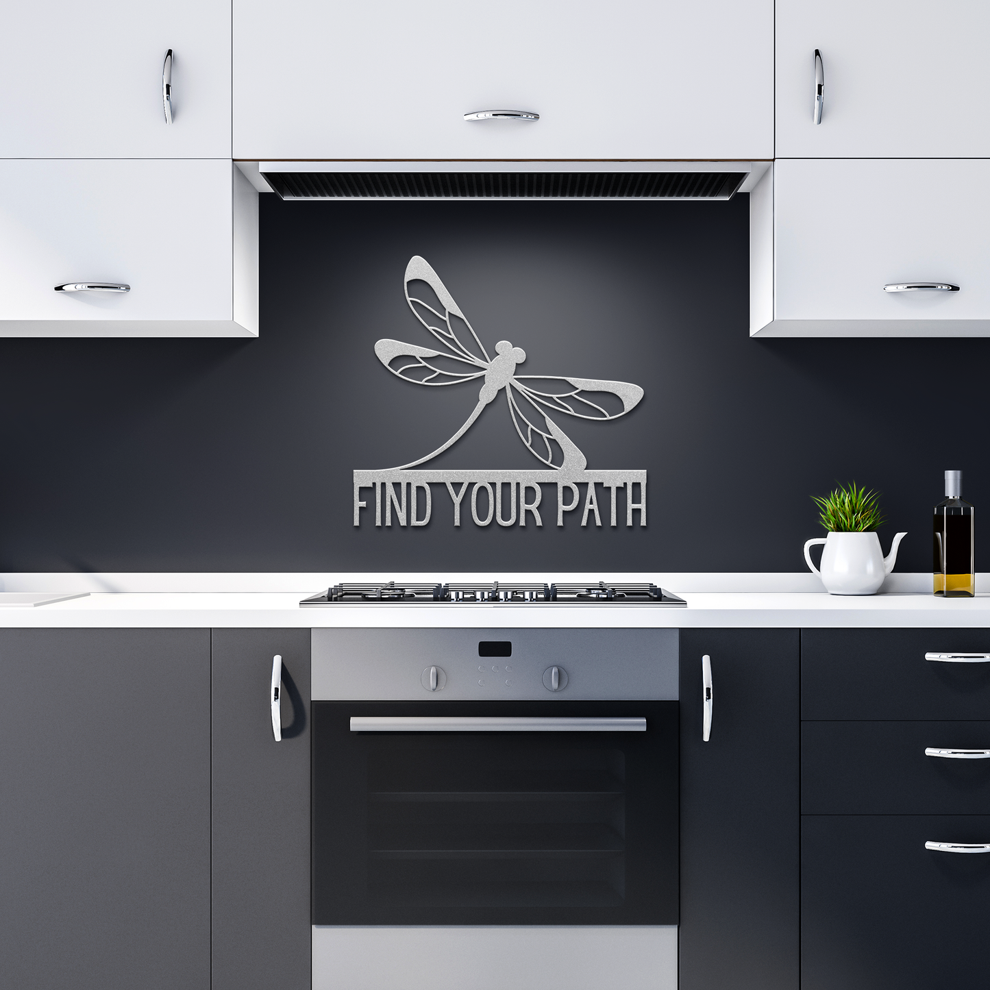 Find_Your_Path_Dragonfly_Metal_Sign_Silver_Dark_Kitchen_Mockup.png