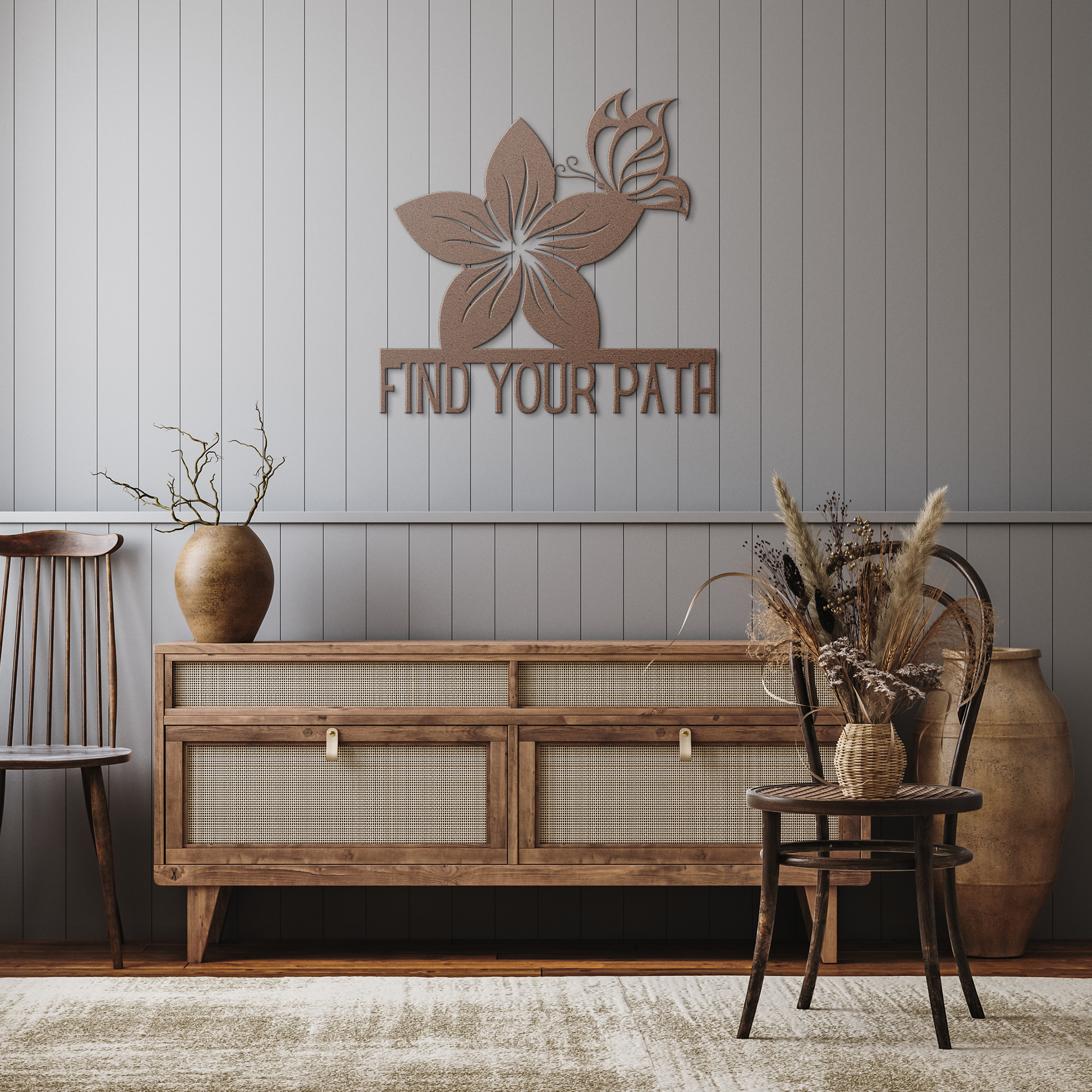 Find_Your_Path_Flower_Butterfly_Metal_Si_Copper_Rustic_Hallway_Mockup.png
