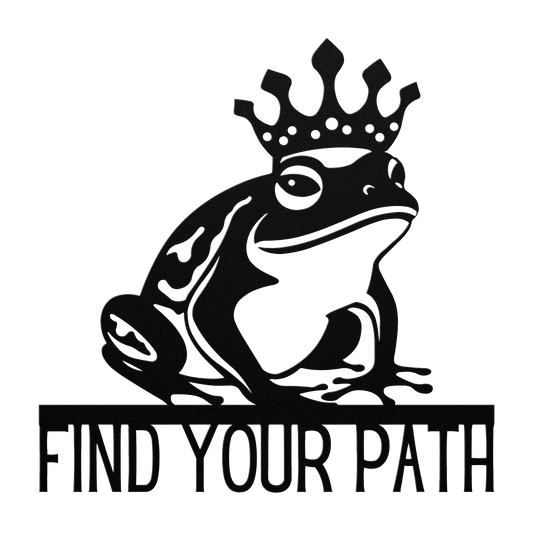 Find_Your_Path_King_Frog_Metal_Sign_Black_Transparent_Mockup.png