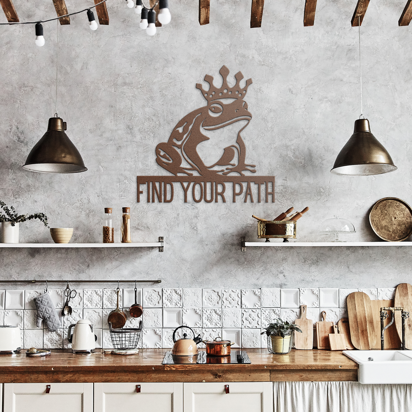 Find_Your_Path_King_Frog_Metal_Sign_Copper_Rustic_Kitchen_Mockup.png