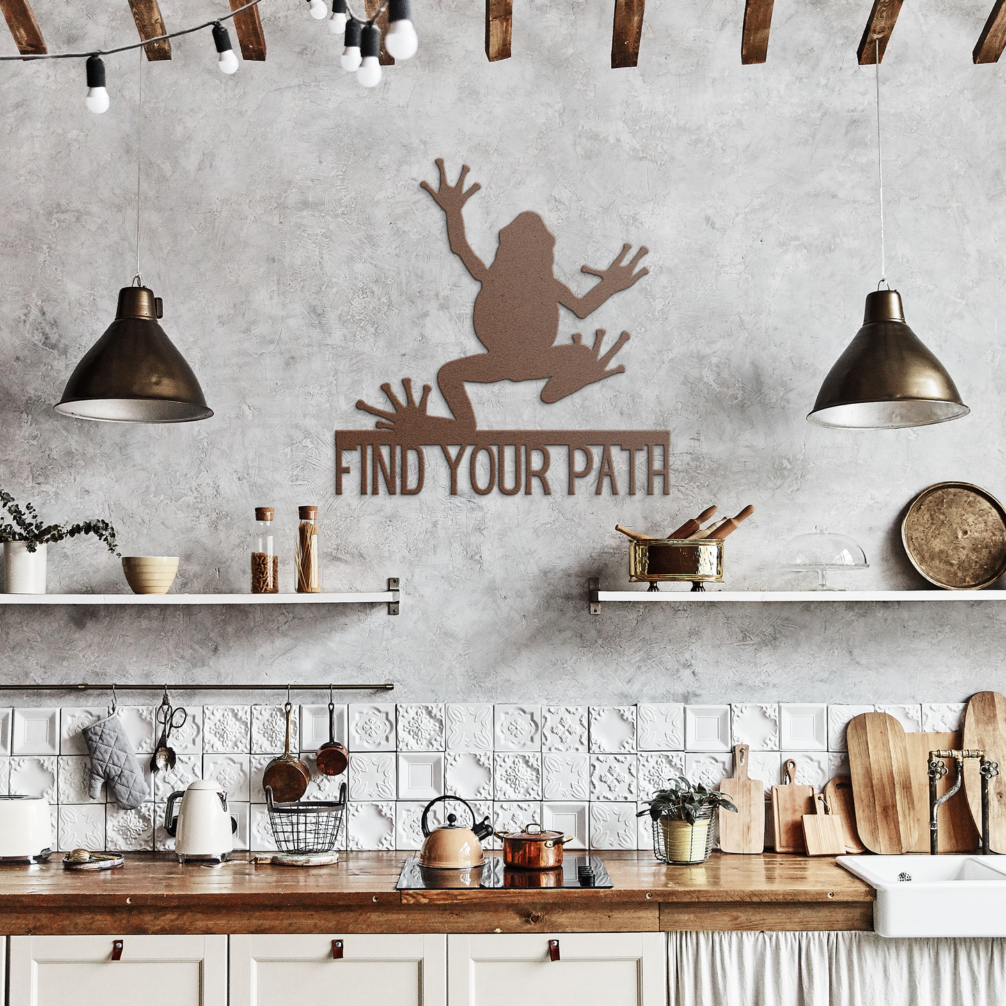 Find_Your_Path_Tree_Frog_Metal_Sign_Copper_Rustic_Kitchen_Mockup.png