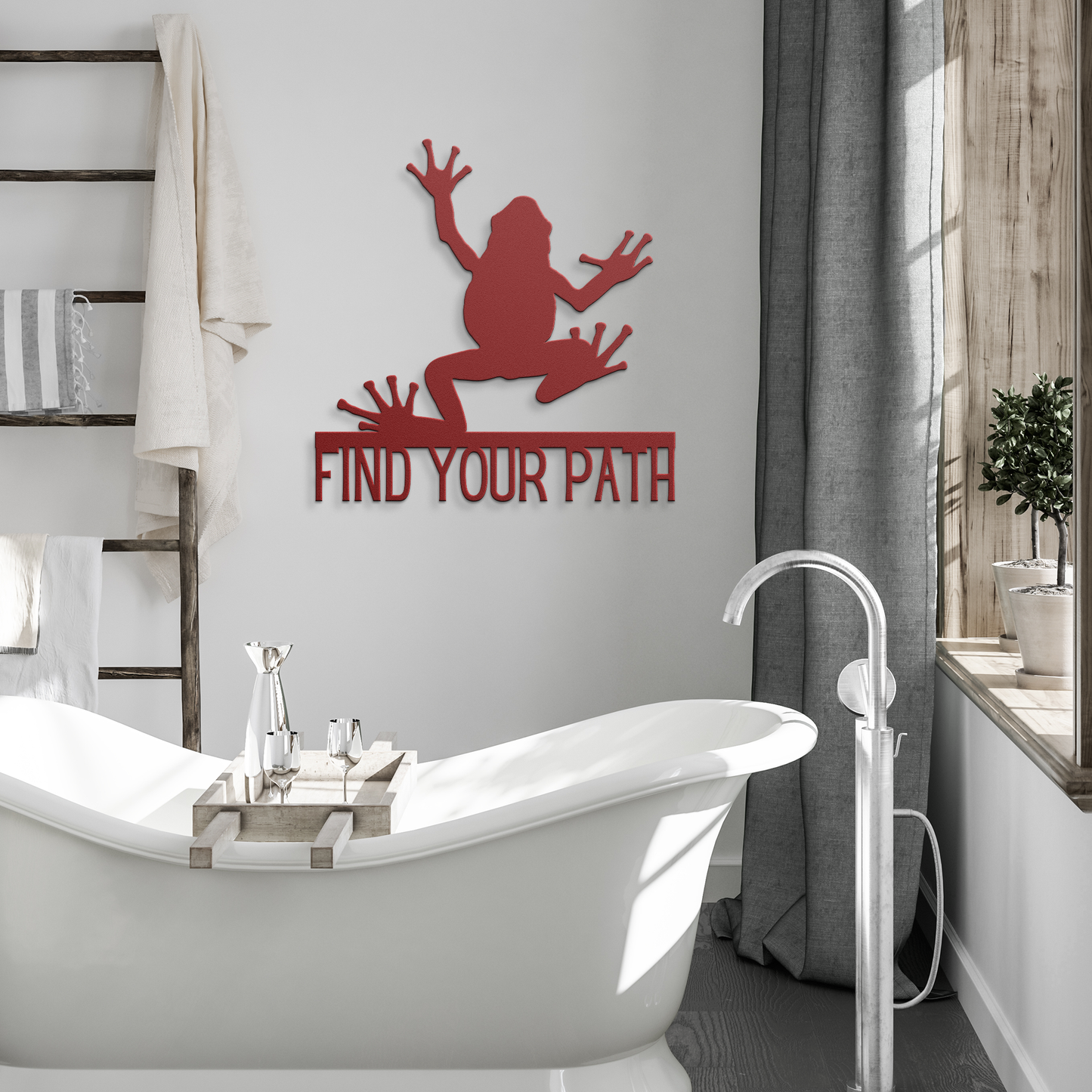 Find_Your_Path_Tree_Frog_Metal_Sign_Red_Modern_Bathroom_Mockup.png