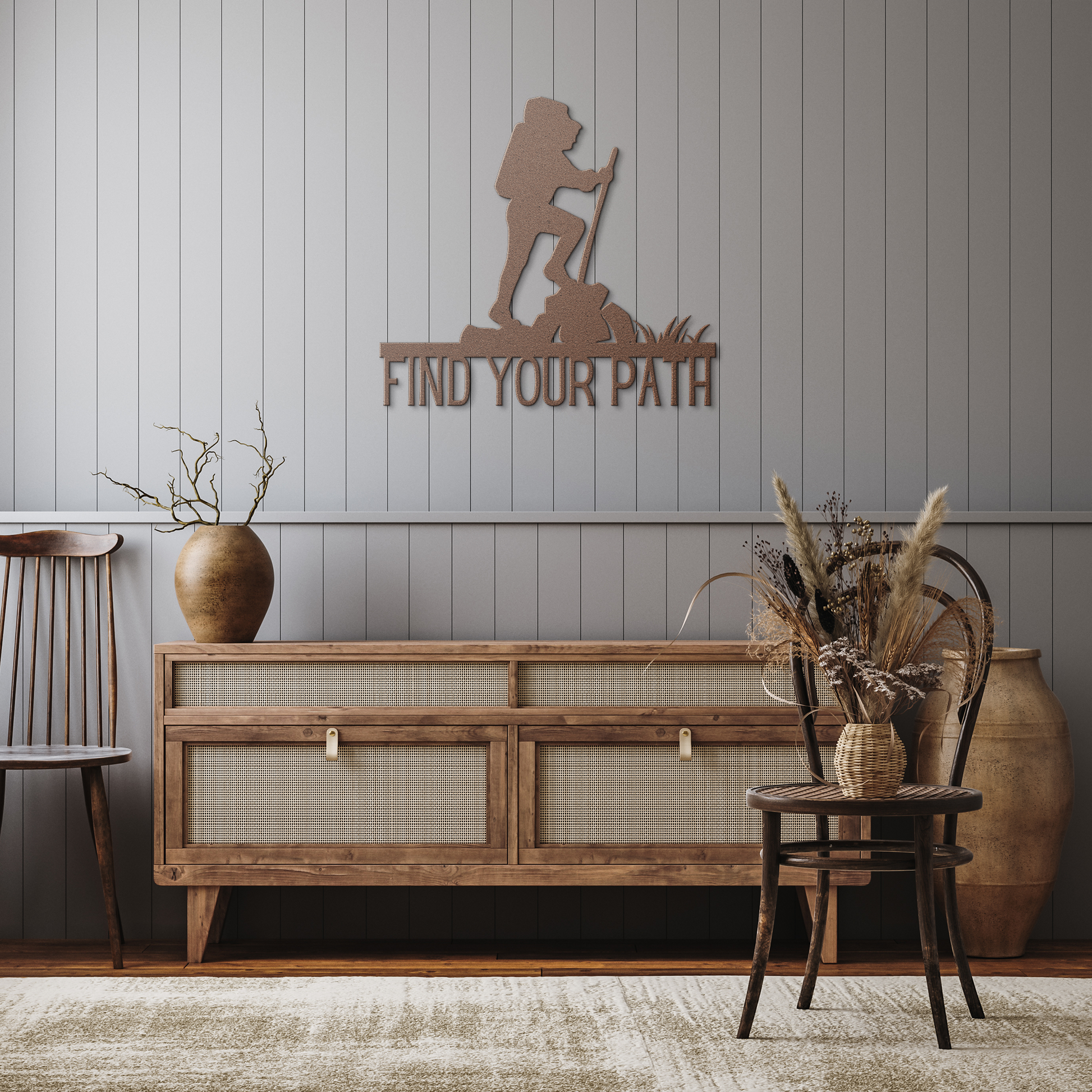 Find_your_Path_Hiking_Metal_Sign_Copper_Rustic_Hallway_Mockup.png