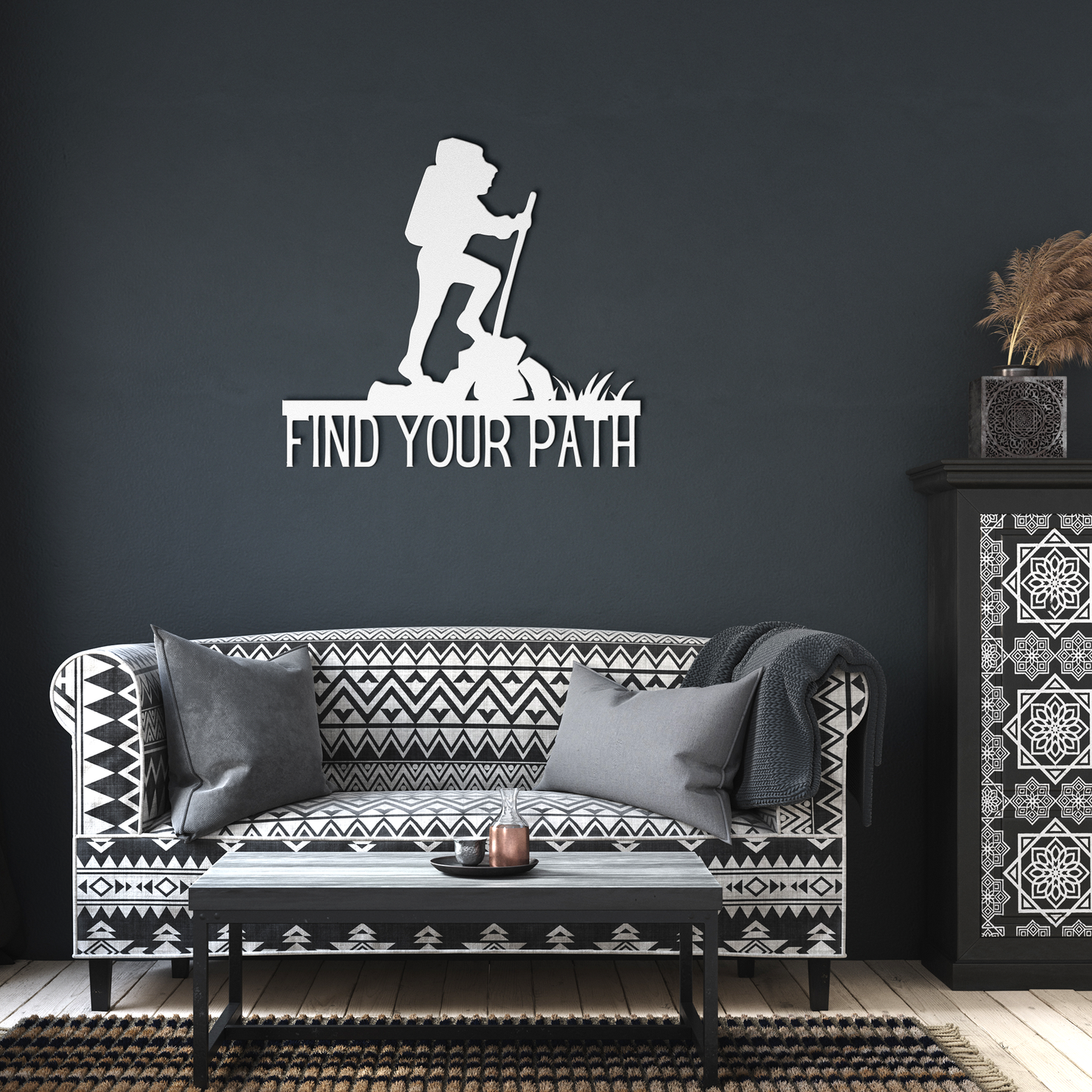 Find_your_Path_Hiking_Metal_Sign_White_Dark_Living_Room_Mockup.png