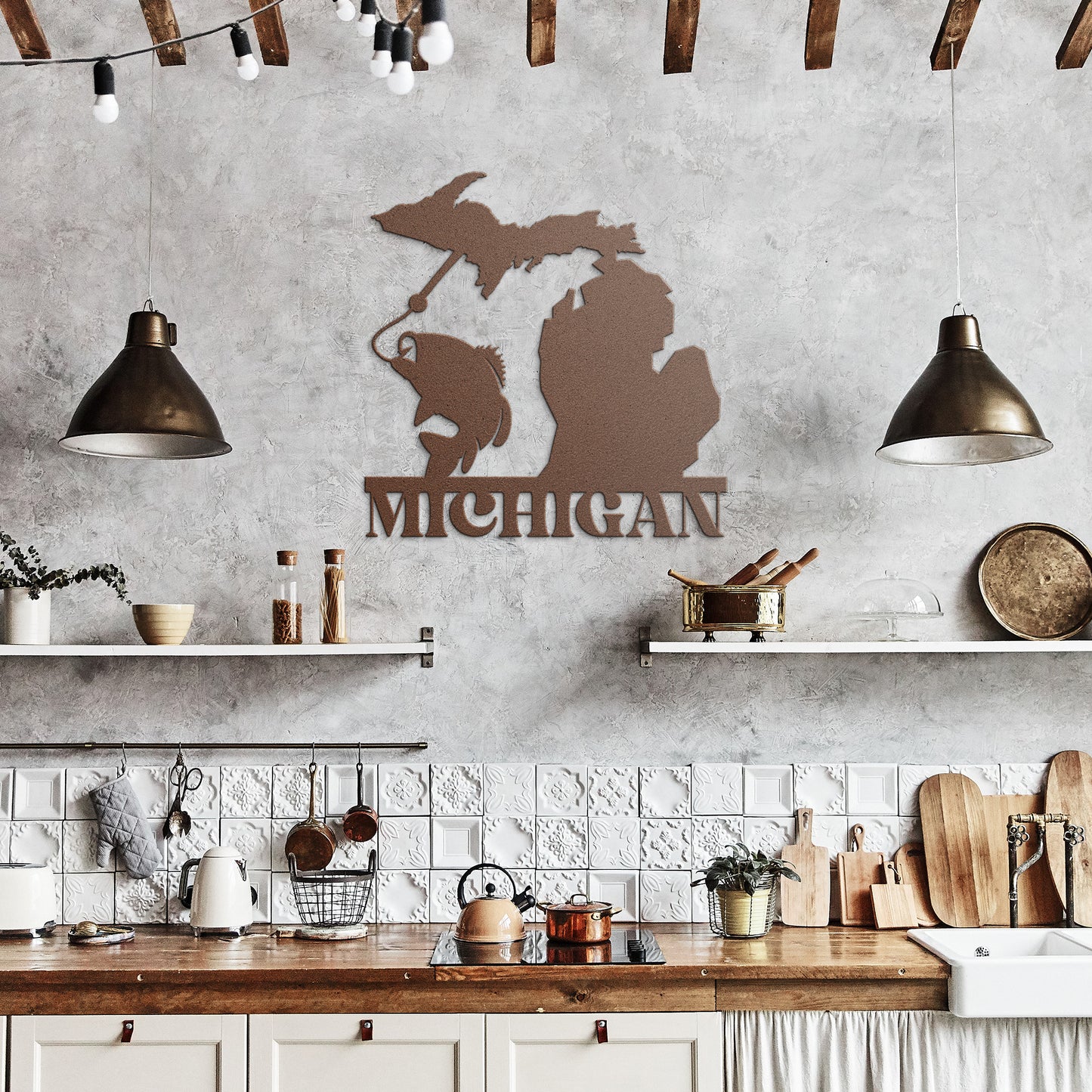Michigan Fishing Metal Sign