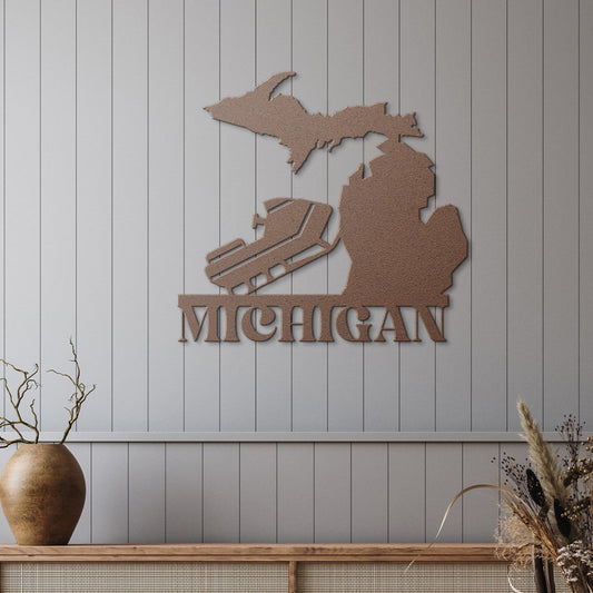 Michigan Snowmobile Metal Sign
