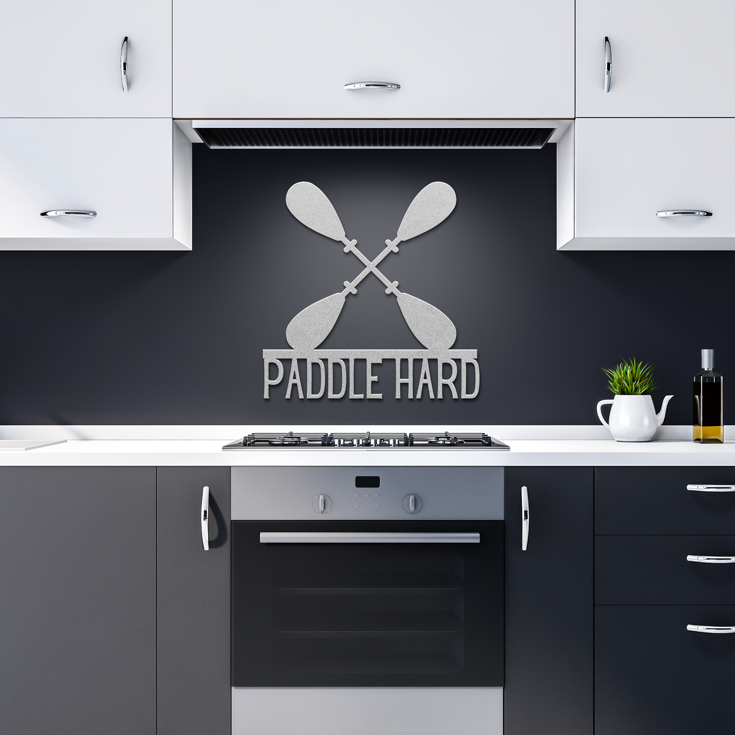 Paddle_Hard_Kayaking_Canoeing_Metal_Sign_Silver_Dark_Kitchen_Mockup.png