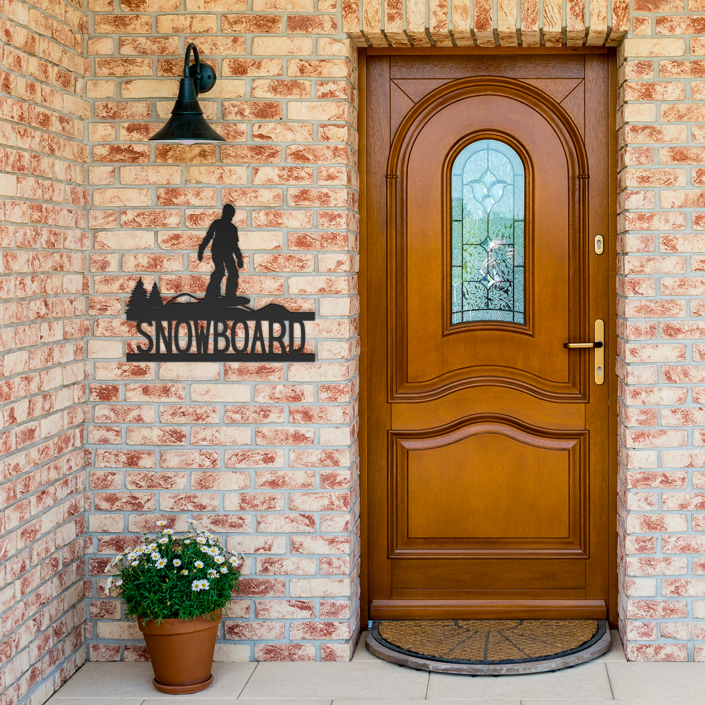 Snowboard_Metal_Sign_Black_Brick_Entrance_Mockup.png
